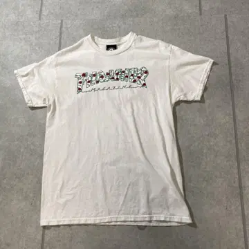 THRASHER 스라셔 빈티지 티셔츠 장미 로고 프린트 흰색 M