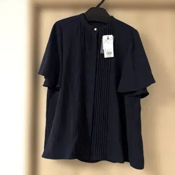PLST 조제트 프론트 핀택 블라우스 S 네이비