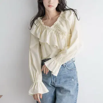 로리 농장 프릴 크로스 가더 블라우스
