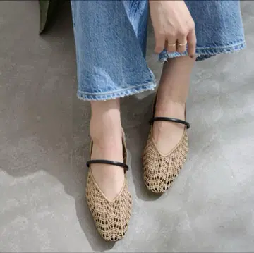 LE TALON 스퀘어 크로셰 스트랩 플랫 24cm