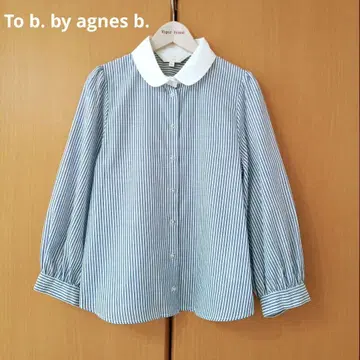 To b. by agnes b. 뉴 스트라이프 화이트 컬러 블라우스