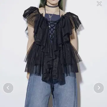 Ezick Multi-layered 레이스업 튤 뷔스티에