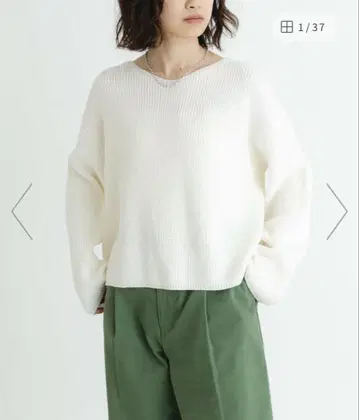 URBAN RESEARCH DOORS 테이프 얀 V넥 골지 니트