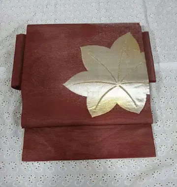 여름 오비 나고야 오비 명주 단풍잎 패턴