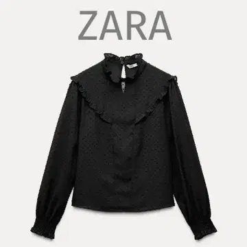 ZARA 로맨틱 도트 무늬 프릴 시어 블라우스
