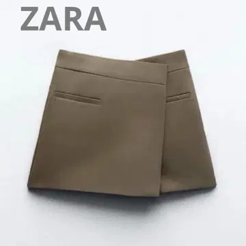 ZARA 비대칭 스커트 스커트 스커트 팬츠 브라운 XS