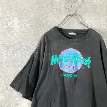 Hard Rock Cafe 티셔츠 블랙 로고 프린트 크루넥
