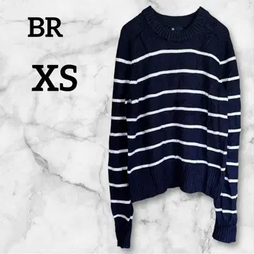 BR [ XS ] 네이비 화이트 스트라이프 니트 스웨터 캐주얼