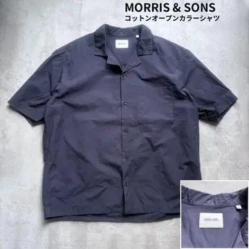 [ MORRIS & SONS ] 코튼 오픈 카라 셔츠 네이비 3 사이즈