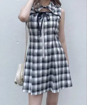 원웨이 체크 패턴 노스 미니 원피스 원피스