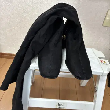 ZARA 블랙 스웨이드 롱 부츠 중간 굽