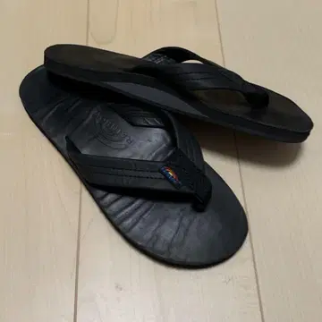 레인보우 샌들 블랙 가죽 S 남성용