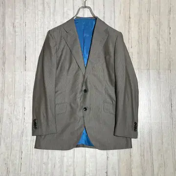 실크 혼방 테일러드 재킷 스트라이프 그레이 블루 ZIGNONE
