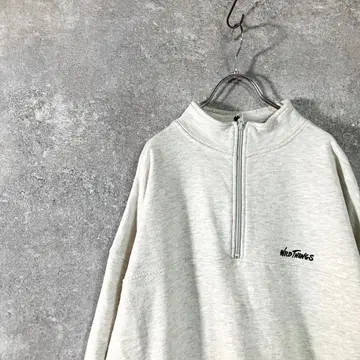 WILD THINGS 플리스 하프 지퍼 안감 털 처리 아이보리 로고 자수