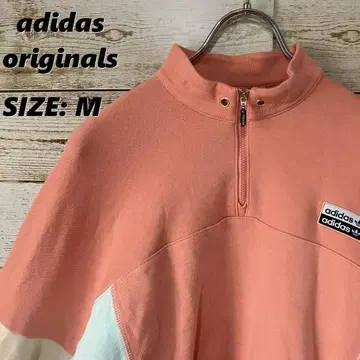 adidas originals 하프 지퍼 후드티 숏 기장 핑크 화이트