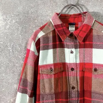 파타고니아 코튼 셔츠 레드 체크 장소매 네르 셔츠 두꺼운 소재