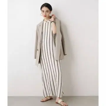 윔 가젯 [ THE PAUSE ] 린넨 스트라이프 아메슬리 원피스