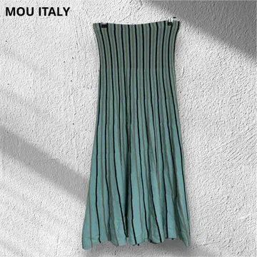 MOU ITALY 이탈리아제 롱 스커트 맥시 스트라이프 허리밴딩