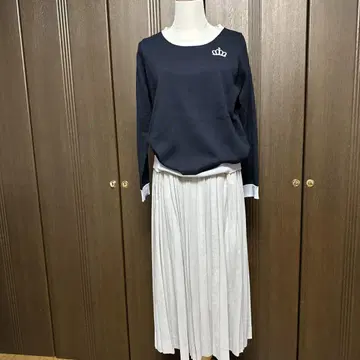 LISETTE 긴팔 니트 플리츠 스커트 셋업