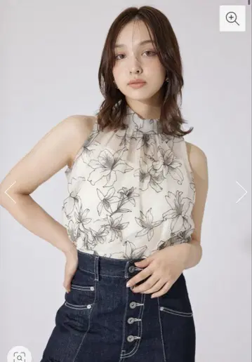 rienda 자수 튤 블라우스