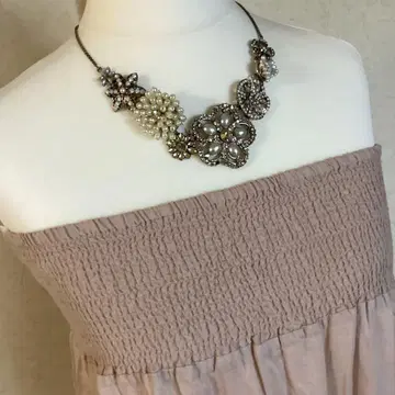 ZARA 베어탑 롱 원피스 맥시 셔링 핑크 베이지
