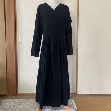 린넨 블랙 롱 원피스 수제