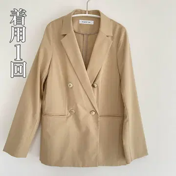 자연미 기본형 더블 브레스킷 재킷 블레이저 베이지
