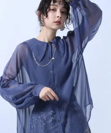 HARE 하레 빅 컬러 시어 셔츠 장소매 셔츠 볼륨 소매