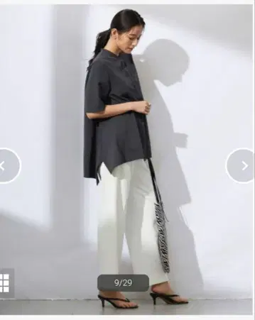 [접촉 냉감 UV 컷 워셔블] 빈티지 스팬 브로드 밴드 카라 블라우스