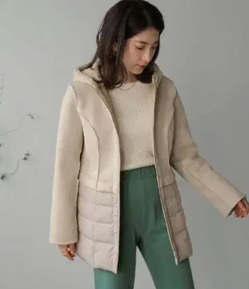 10 [새상품급] Bou Jeloud 페이크 무스탕 다운 절개 코트