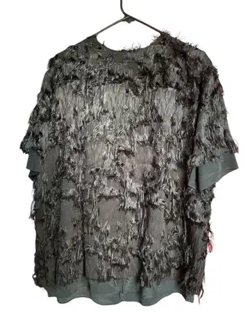 Carven 프린지 반팔 상의 38 사이즈 블랙