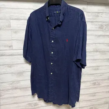Ralph Lauren 반팔 린넨 셔츠 네이비 정품 M