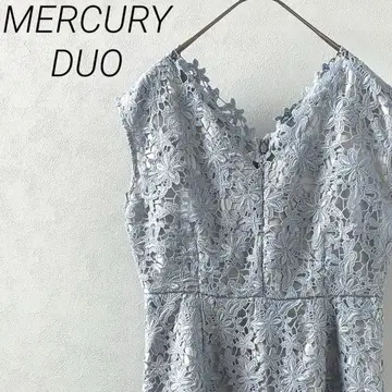MERCURY DUO 무릎 기장 원피스 드레스 V넥 꽃무늬 전체 레이스