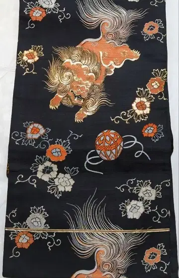 고전적인 나고야 벨트, 당사자 문양, 금은 자수, 오시마 직조, 실크