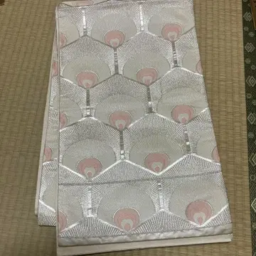 후쿠로 오비 육통 화이트 핑크 실버