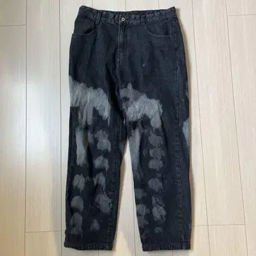 FLOAT 블랙 데님 팬츠 XL 페인트 가공