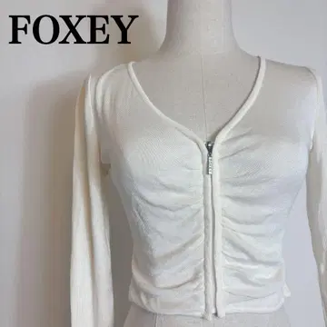 포키 FOXEY 단축 카디건 실크 장소 지퍼 로고 38