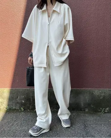 CLANE RIB STRIPE ZIP 셋업