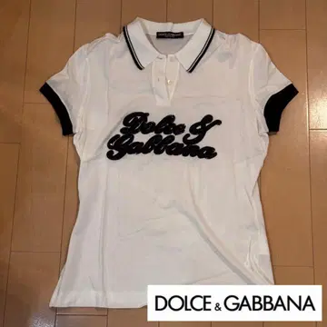 D&G 돌체 앤 가바나 스팽글 로고 폴로 셔츠 티셔츠 화이트