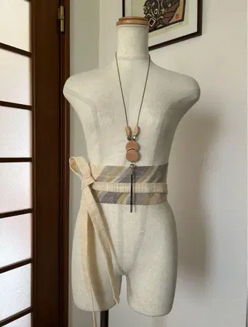 신품 띠! 고급 마 소재 사시 벨트