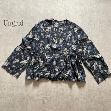 아리드 Ungrid 스팽글 자수 셔츠 블라우스 네이비