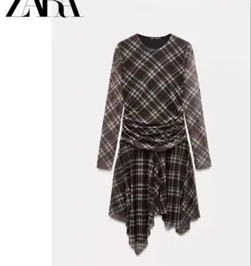 ZARA 체크 무늬 긴팔 원피스