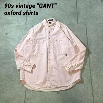 90년대 빈티지 GANT 옥스퍼드 긴팔 버튼 다운 핑크 XL