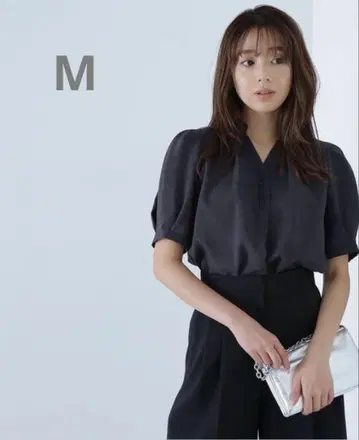 내추럴 뷰티 베이직 린넨 라이크 버튼 블라우스 차콜 M