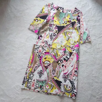 미품 ETRO 무릎 길이 원피스 페리 멀티 컬러 원피스 40