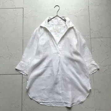 23구 LIBECO 리베코 린넨 블라우스 38 M 화이트 V넥