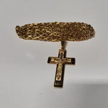 골드 링크 체인 십자가 목걸이