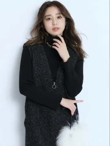 JUSGLITTY 젬스글리티 링 패스너 재킷 스커트 블랙 S