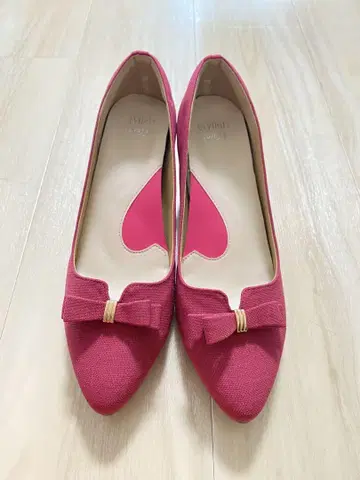 스타일리시한 편안한 펌프스 핑크 진한 색상 리본 24cm