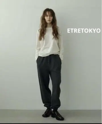 에트레 도쿄 워시드 스웨트 팬츠 차콜 그레이 S 루즈